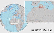 Gray Location Map of Bouira, within the entire country
