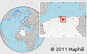Gray Location Map of Bouira, highlighted country