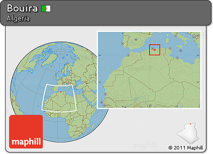 Savanna Style Location Map of Bouira, within the entire country