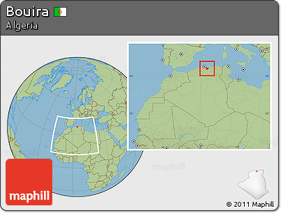 Savanna Style Location Map of Bouira, within the entire country