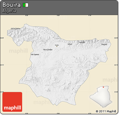 Classic Style Map of Bouira, single color outside