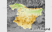 Physical Map of Bouira, darken, desaturated