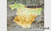 Physical Map of Bouira, darken, semi-desaturated