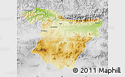 Physical Map of Bouira, lighten, desaturated