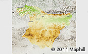 Physical Map of Bouira, lighten, semi-desaturated