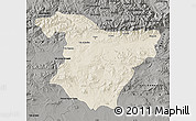 Shaded Relief Map of Bouira, darken, semi-desaturated