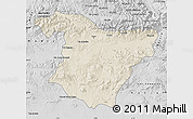 Shaded Relief Map of Bouira, desaturated
