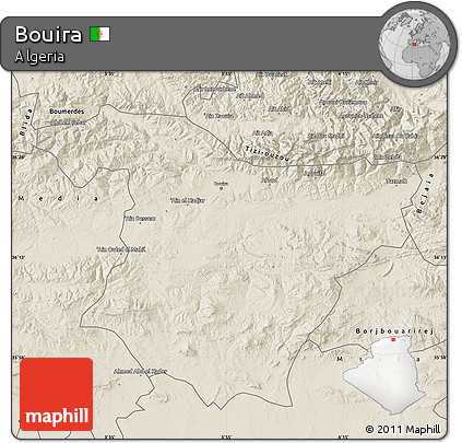 Shaded Relief Map of Bouira
