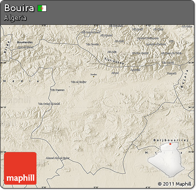 Shaded Relief Map of Bouira