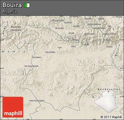 Shaded Relief Map of Bouira