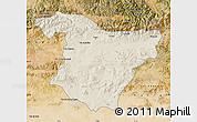 Shaded Relief Map of Bouira, satellite outside