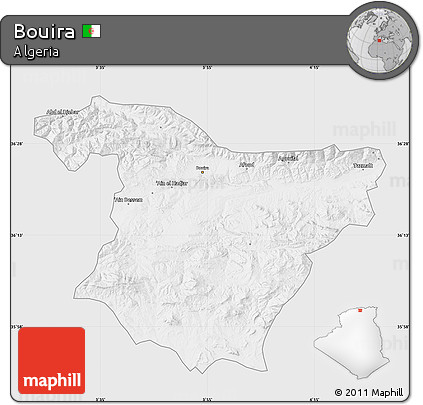 Silver Style Map of Bouira, single color outside