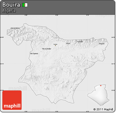 Silver Style Map of Bouira, single color outside