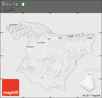 Silver Style Map of Bouira, single color outside