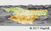Physical Panoramic Map of Bouira, darken, desaturated
