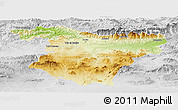 Physical Panoramic Map of Bouira, lighten, desaturated