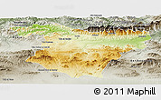 Physical Panoramic Map of Bouira, semi-desaturated