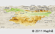 Physical Panoramic Map of Bouira, shaded relief outside