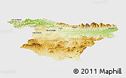 Physical Panoramic Map of Bouira, single color outside