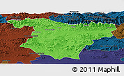 Political Panoramic Map of Bouira, darken