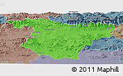 Political Panoramic Map of Bouira, semi-desaturated