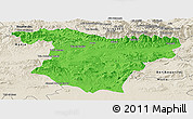 Political Panoramic Map of Bouira, shaded relief outside