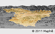 Satellite Panoramic Map of Bouira, darken, desaturated