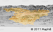 Satellite Panoramic Map of Bouira, desaturated