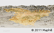 Satellite Panoramic Map of Bouira, semi-desaturated