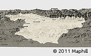 Shaded Relief Panoramic Map of Bouira, darken