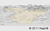 Shaded Relief Panoramic Map of Bouira, desaturated