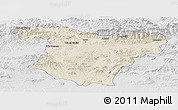 Shaded Relief Panoramic Map of Bouira, lighten, desaturated