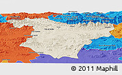 Shaded Relief Panoramic Map of Bouira, political outside