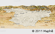 Shaded Relief Panoramic Map of Bouira, satellite outside