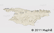 Shaded Relief Panoramic Map of Bouira, single color outside