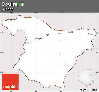 Classic Style Simple Map of Bouira, cropped outside