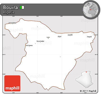 Classic Style Simple Map of Bouira, cropped outside
