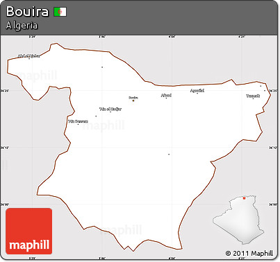 Classic Style Simple Map of Bouira, cropped outside
