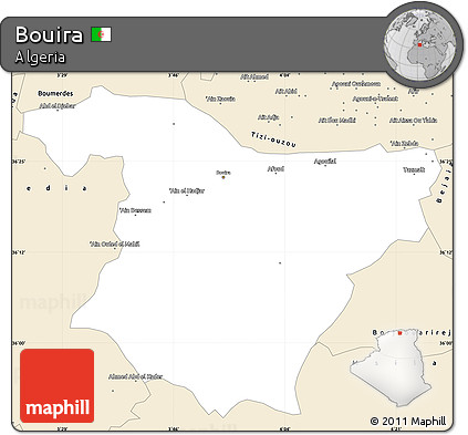 Classic Style Simple Map of Bouira