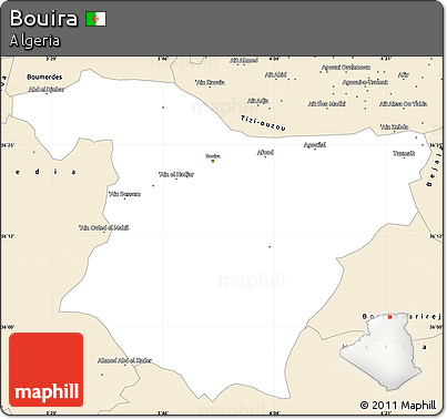Classic Style Simple Map of Bouira