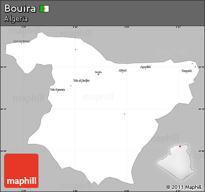 Gray Simple Map of Bouira, single color outside