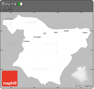 Gray Simple Map of Bouira, single color outside