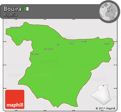 Political Simple Map of Bouira, cropped outside