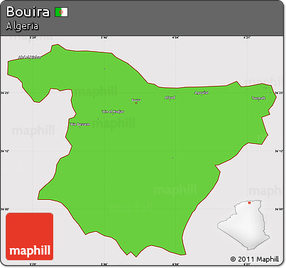 Political Simple Map of Bouira, cropped outside