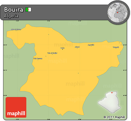Savanna Style Simple Map of Bouira, single color outside