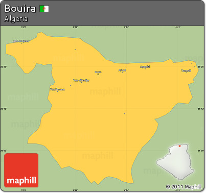 Savanna Style Simple Map of Bouira, single color outside