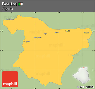 Savanna Style Simple Map of Bouira, single color outside