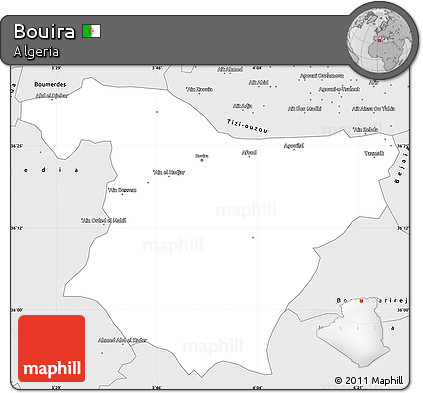 Silver Style Simple Map of Bouira