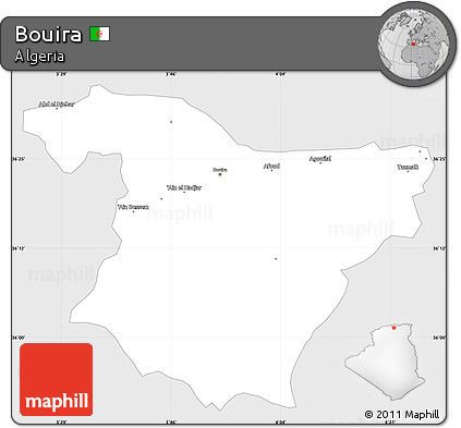 Silver Style Simple Map of Bouira, single color outside