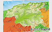 Physical 3D Map of Chlef, political outside